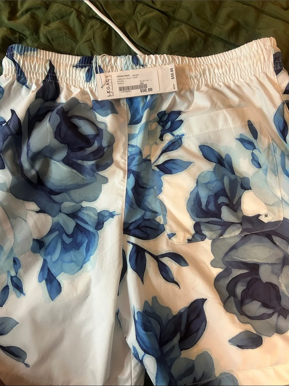 Legacy edition, Jordan Craig  White & Blue Floral men Swim Shorts
